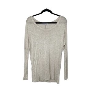 DAYDREAMER LA Wide Neckline Drop Sleeve Slouchy Long Sleeve Cream Top